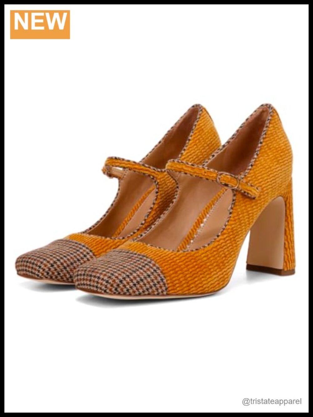Women's Chunky High Heel Mary Jane Pumps Square Cap Toe Ankle Strap Dress